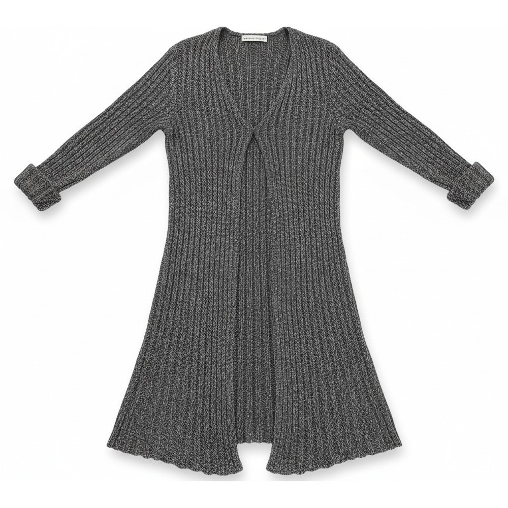 Sweater Project Black‎ Gray Ribbed Cardigan Sweater Women's Medium Open Front